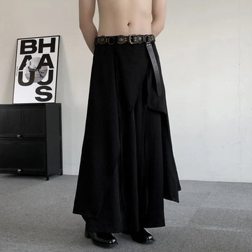 AIDASE  -  Men's Solid Color Irregular Skirt Pants Unisex American Retro Fashion Trend Street Loose Breathable Niche Summer Men's Bottoms aidase-shop